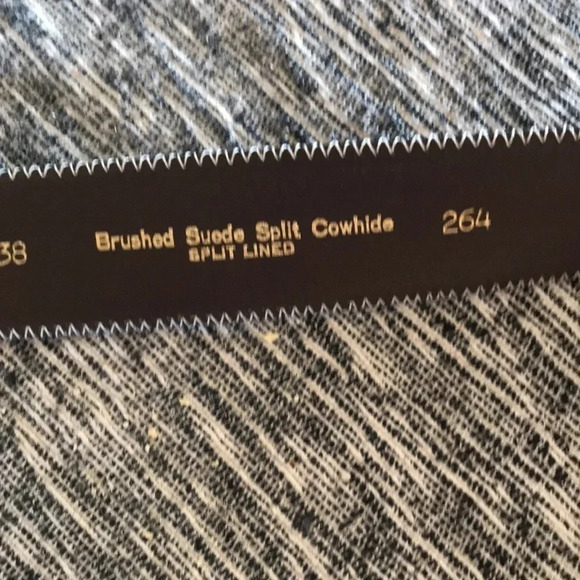 BTS vintage solid brass belt buckle with brushed suede split cowhide belt 38 - Picture 4 of 6